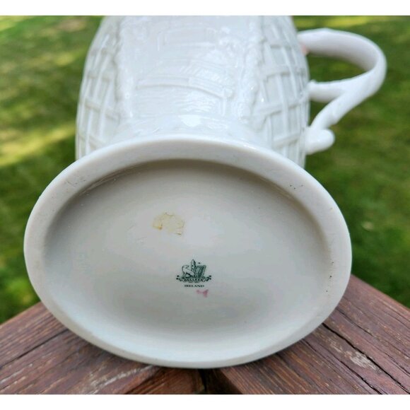 Belleek Powerscourt Pitcher Applied Floral Decorated Panels Heritage Collection - Picture 9 of 13